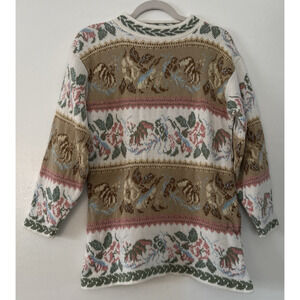 Vtg Dana Scott Sweater Mock Neck Metallic Floral Size S Pullover Long Sleeve 90s